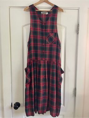 Vintage Ulterior Motives Drop Waist Plaid Dress - M